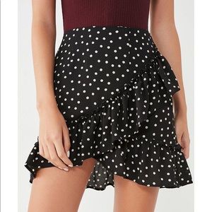 Urban Outfitters Black Polka Dot Wrap Mini-Skirt